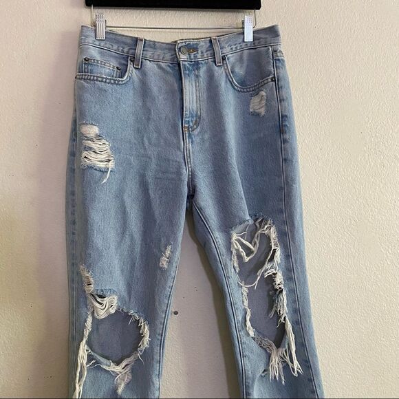 LF Carmar Blue Ripped Alexander Hannah Baggy Trendy Distressed Boyfriend Jeans - Picture 7 of 11